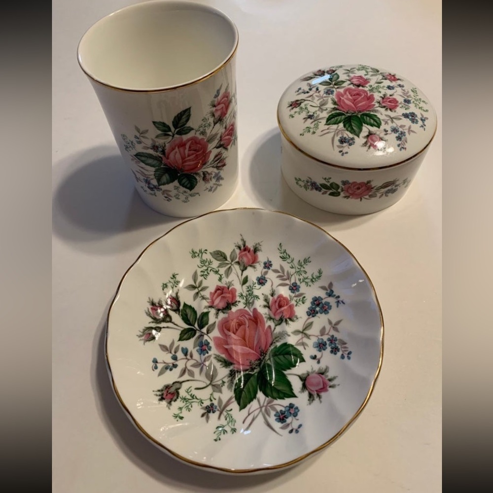 Stafford Royal China Set - Soap Dish, Lidded Dish and Tumbler